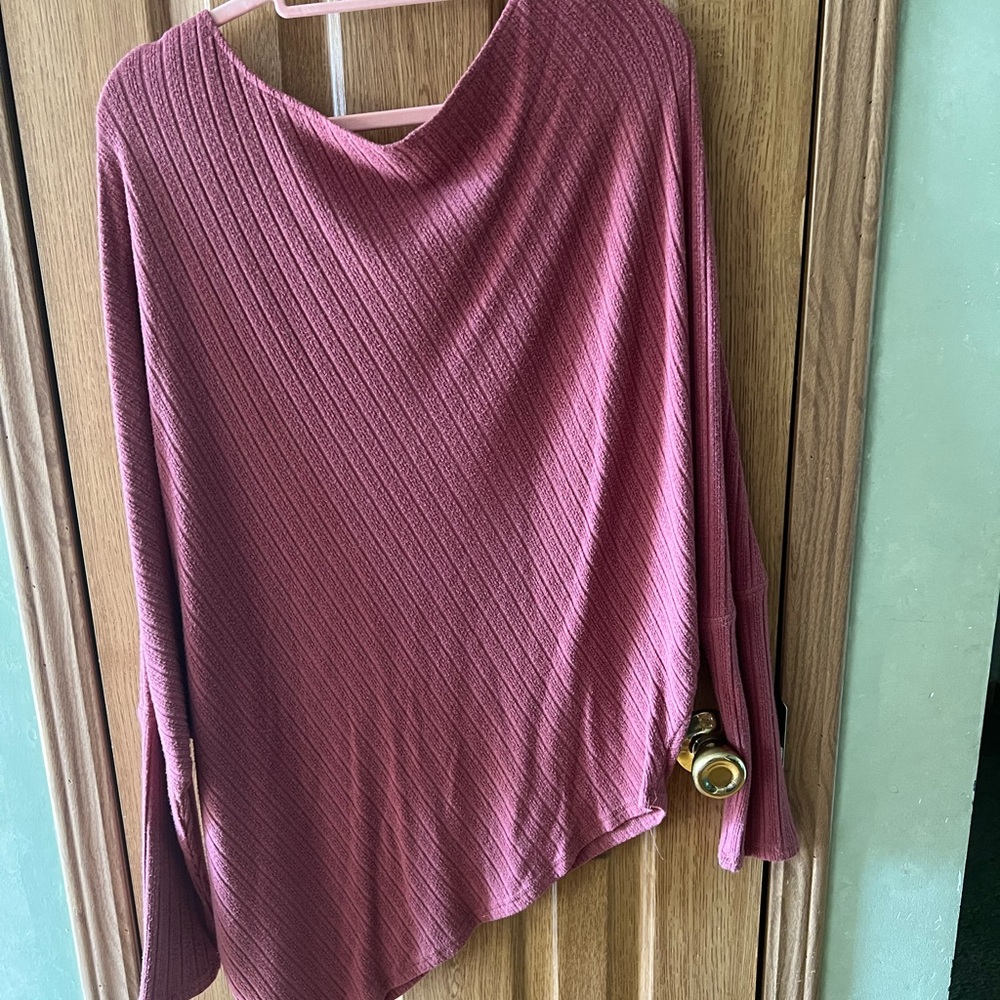 Easel Mauve Ribbed Knit Top